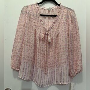 NEW! Zac & Rachel Bow Tie Blouse Top Sz S
